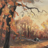 Осенние почеркушки: "Октябрь, Каменный остров", х.м., 20*30, 2021 Autumn handwriting: "October, Stone Island", oil on canvas, 20*30, 2021